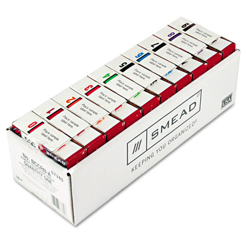 Smead® wholesale. Numerical End Tab File Folder Labels, 0-9, 1 X 1.25, White, 500-roll, 10 Rolls-box. HSD Wholesale: Janitorial Supplies, Breakroom Supplies, Office Supplies.