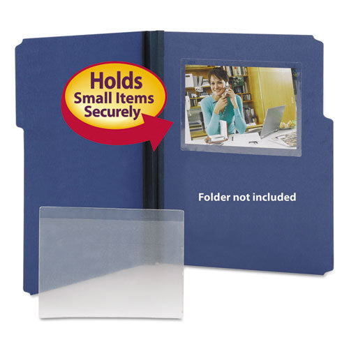 Smead® wholesale. Self-adhesive Poly Pockets, Top Load, 6-1-4 X 4-9-16, Clear, 100-box. HSD Wholesale: Janitorial Supplies, Breakroom Supplies, Office Supplies.