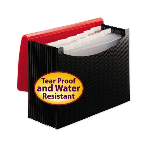 Smead® wholesale. 12-pocket Poly Expanding File, 0.88" Expansion, 12 Sections, 1-6-cut Tab, Letter Size, Black-red. HSD Wholesale: Janitorial Supplies, Breakroom Supplies, Office Supplies.