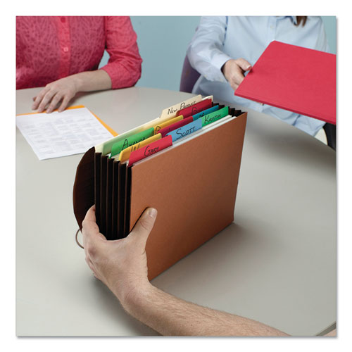 Smead® wholesale. Extra-wide Expanding Wallets W- Elastic Cord, 5.25" Expansion, 1 Section, Letter Size, Redrope. HSD Wholesale: Janitorial Supplies, Breakroom Supplies, Office Supplies.