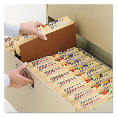 Smead® wholesale. Redrope Tuff Pocket Drop-front File Pockets W- Fully Lined Gussets, 5.25" Expansion, Letter Size, Redrope, 10-box. HSD Wholesale: Janitorial Supplies, Breakroom Supplies, Office Supplies.