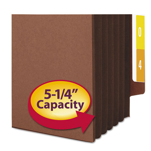 Smead® wholesale. Redrope Drop-front End Tab File Pockets W- Fully Lined Colored Gussets, 5.25" Expansion, Legal, Redrope-dark Brown, 10-box. HSD Wholesale: Janitorial Supplies, Breakroom Supplies, Office Supplies.