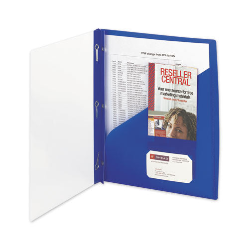 Smead® wholesale. Clear Front Poly Report Cover With Tang Fasteners, 8-1-2 X 11, Blue, 5-pack. HSD Wholesale: Janitorial Supplies, Breakroom Supplies, Office Supplies.