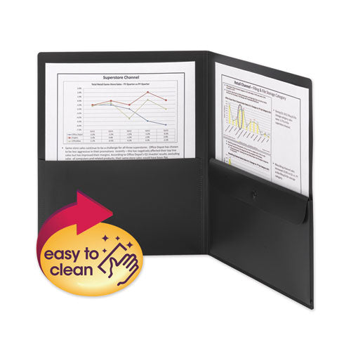 Smead® wholesale. Poly Two-pocket Folder W-security Pocket, 11 X 8.5, Black, 5-pack. HSD Wholesale: Janitorial Supplies, Breakroom Supplies, Office Supplies.