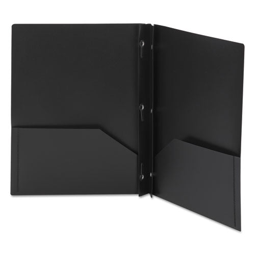 Smead® wholesale. Poly Two-pocket Folder W-fasteners, 11 X 8.5, Black, 25-box. HSD Wholesale: Janitorial Supplies, Breakroom Supplies, Office Supplies.