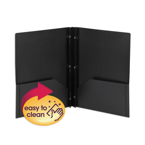 Smead® wholesale. Poly Two-pocket Folder W-fasteners, 11 X 8.5, Black, 25-box. HSD Wholesale: Janitorial Supplies, Breakroom Supplies, Office Supplies.