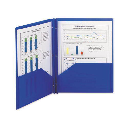 Smead® wholesale. Poly Two-pocket Folder W-fasteners, 11 X 8 1-2, Blue, 25-box. HSD Wholesale: Janitorial Supplies, Breakroom Supplies, Office Supplies.