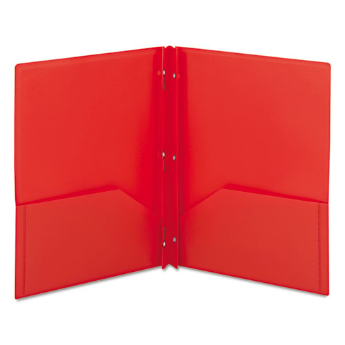 Smead® wholesale. Poly Two-pocket Folder W-fasteners, 11 X 8 1-2, Red, 25-box. HSD Wholesale: Janitorial Supplies, Breakroom Supplies, Office Supplies.