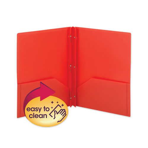 Smead® wholesale. Poly Two-pocket Folder W-fasteners, 11 X 8 1-2, Red, 25-box. HSD Wholesale: Janitorial Supplies, Breakroom Supplies, Office Supplies.
