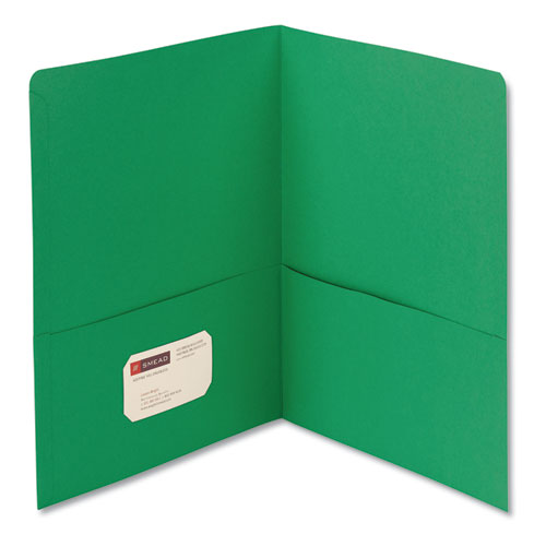 Smead® wholesale. Two-pocket Folder, Textured Paper, Green, 25-box. HSD Wholesale: Janitorial Supplies, Breakroom Supplies, Office Supplies.