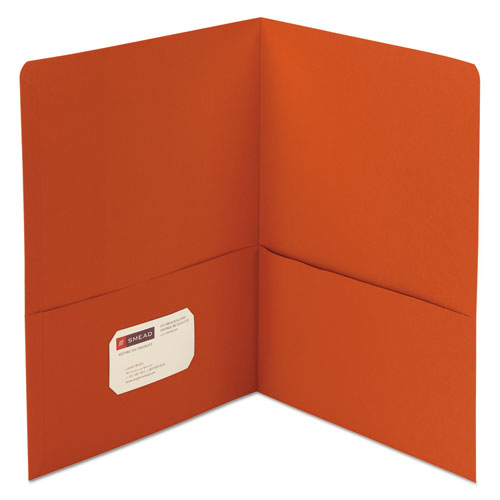 Smead® wholesale. Two-pocket Folder, Textured Paper, Orange, 25-box. HSD Wholesale: Janitorial Supplies, Breakroom Supplies, Office Supplies.