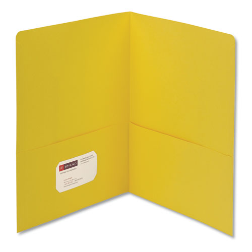 Smead® wholesale. Two-pocket Folder, Textured Paper, Yellow, 25-box. HSD Wholesale: Janitorial Supplies, Breakroom Supplies, Office Supplies.