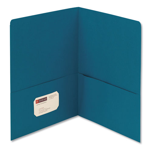 Smead® wholesale. Two-pocket Folder, Textured Paper, Teal, 25-box. HSD Wholesale: Janitorial Supplies, Breakroom Supplies, Office Supplies.