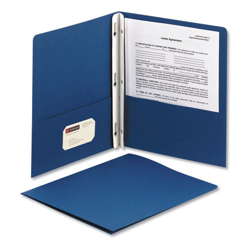 Smead® wholesale. 2-pocket Folder W-tang Fastener, Letter, 1-2" Cap, Dark Blue, 25-box. HSD Wholesale: Janitorial Supplies, Breakroom Supplies, Office Supplies.