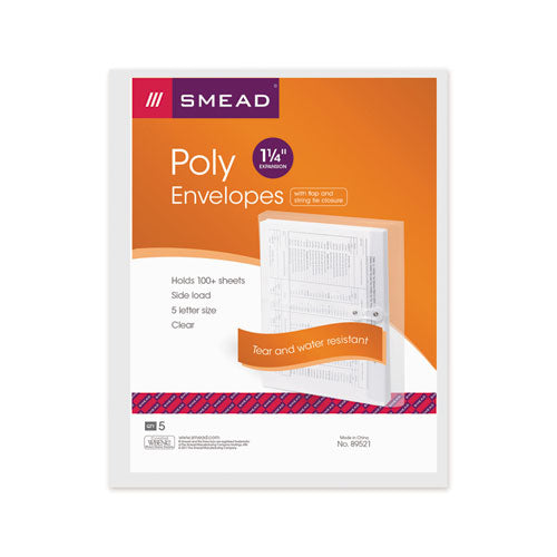 Smead® wholesale. Poly String And Button Interoffice Envelopes, String And Button Closure, 9.75 X 11.63, Clear, 5-pack. HSD Wholesale: Janitorial Supplies, Breakroom Supplies, Office Supplies.