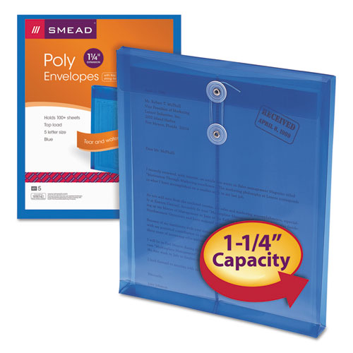 Smead® wholesale. Poly String And Button Interoffice Envelopes, String And Button Closure, 9.75 X 11.63, Transparent Blue, 5-pack. HSD Wholesale: Janitorial Supplies, Breakroom Supplies, Office Supplies.