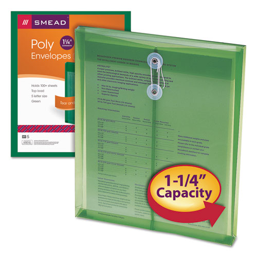 Smead® wholesale. Poly String And Button Interoffice Envelopes, String And Button Closure, 9.75 X 11.63, Transparent Green, 5-pack. HSD Wholesale: Janitorial Supplies, Breakroom Supplies, Office Supplies.