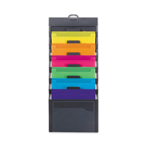 Smead® wholesale. Cascading Wall Organizer, 14.25 X 33, Letter, Gray With 6 Bright Color Pockets. HSD Wholesale: Janitorial Supplies, Breakroom Supplies, Office Supplies.