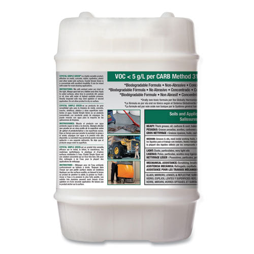 Simple Green® wholesale. Simple Green® Crystal Industrial Cleaner-degreaser, 5 Gal Pail. HSD Wholesale: Janitorial Supplies, Breakroom Supplies, Office Supplies.