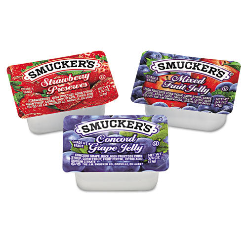 Smucker's® wholesale. Smucker's Jam Assortment, Single Serving Packs, 0.5 Oz, 200-carton. HSD Wholesale: Janitorial Supplies, Breakroom Supplies, Office Supplies.