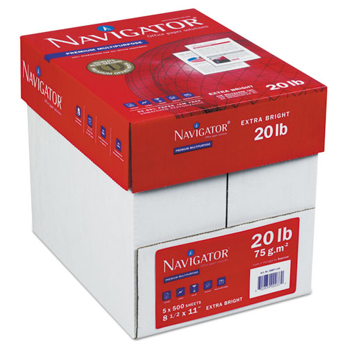 Navigator® wholesale. Premium Multipurpose Copy Paper, 97 Bright, 20 Lb, 8.5 X 11, White, 500 Sheets-ream, 10 Reams-carton, 40 Cartons-pallet. HSD Wholesale: Janitorial Supplies, Breakroom Supplies, Office Supplies.