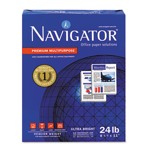 Navigator® wholesale. Premium Multipurpose Copy Paper, 97 Bright, 24 Lb, 8.5 X 11, White, 500 Sheets-ream, 10 Reams-carton. HSD Wholesale: Janitorial Supplies, Breakroom Supplies, Office Supplies.