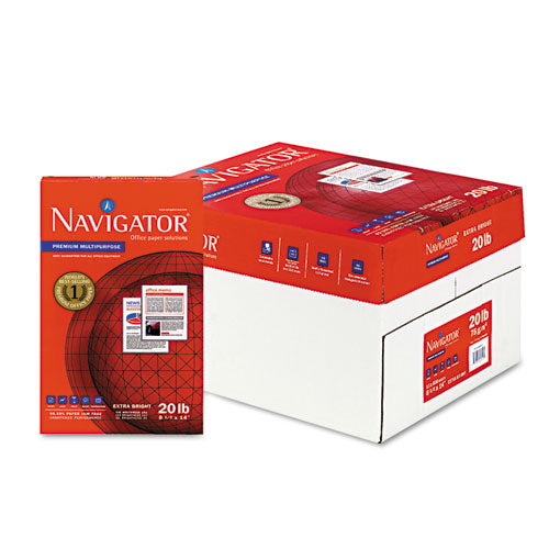 Navigator® wholesale. Premium Multipurpose Copy Paper, 97 Bright, 20 Lb, 8.5 X 14, White, 500 Sheets-ream, 10 Reams-carton. HSD Wholesale: Janitorial Supplies, Breakroom Supplies, Office Supplies.