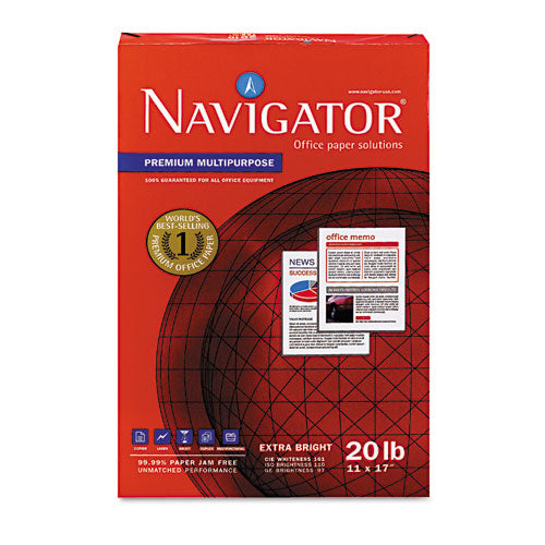 Navigator® wholesale. Premium Multipurpose Copy Paper, 97 Bright, 20 Lb, 11 X 17, White, 500 Sheets-ream, 5 Reams-carton. HSD Wholesale: Janitorial Supplies, Breakroom Supplies, Office Supplies.