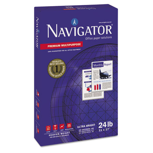 Navigator® wholesale. Premium Multipurpose Copy Paper, 97 Bright, 24 Lb, 11 X 17, White, 500 Sheets-ream, 5 Reams-carton. HSD Wholesale: Janitorial Supplies, Breakroom Supplies, Office Supplies.