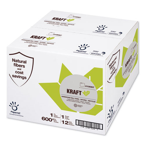 Papernet® wholesale. Heavenly Soft Hardwound Paper Towel, Kraft, 7.8" X 600 Ft, Brown, 12 Rolls-carton. HSD Wholesale: Janitorial Supplies, Breakroom Supplies, Office Supplies.