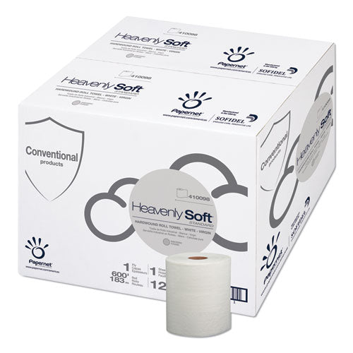 Papernet® wholesale. Heavenly Soft Hardwound Paper Towel, Standard, 7.8" X 600 Ft, White, 12 Rolls-carton. HSD Wholesale: Janitorial Supplies, Breakroom Supplies, Office Supplies.