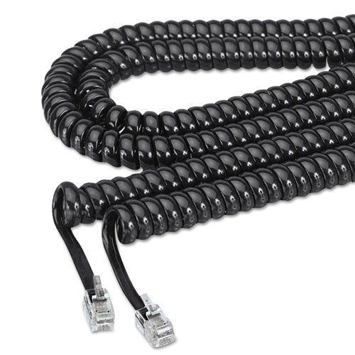 Softalk® wholesale. Coiled Phone Cord, Plug-plug, 25 Ft., Black. HSD Wholesale: Janitorial Supplies, Breakroom Supplies, Office Supplies.