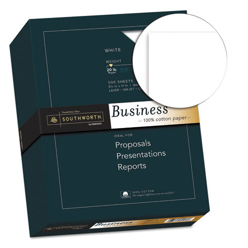 Southworth® wholesale. 100% Cotton Business Paper, 95 Bright, 20 Lb, 8.5 X 11, White, 500-ream. HSD Wholesale: Janitorial Supplies, Breakroom Supplies, Office Supplies.