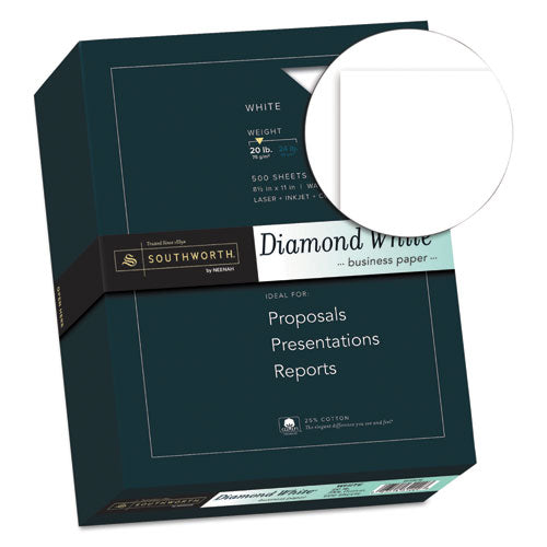 Southworth® wholesale. 25% Cotton Diamond White Business Paper, 95 Bright, 20 Lb, 8.5 X 11, 500-ream. HSD Wholesale: Janitorial Supplies, Breakroom Supplies, Office Supplies.