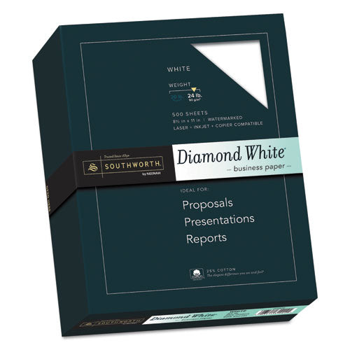 Southworth® wholesale. 25% Cotton Diamond White Business Paper, 95 Bright, 24 Lb, 8.5 X 11, 500-ream. HSD Wholesale: Janitorial Supplies, Breakroom Supplies, Office Supplies.