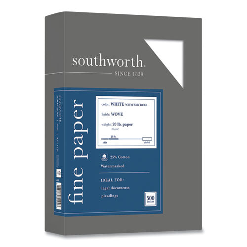 Southworth® wholesale. 25% Cotton Business Paper, 95 Bright, 20 Lb, 8.5 X 11, White, 500 Sheets-ream. HSD Wholesale: Janitorial Supplies, Breakroom Supplies, Office Supplies.