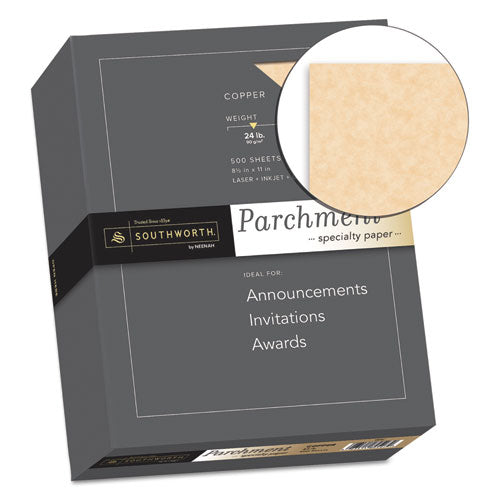 Southworth® wholesale. Parchment Specialty Paper, 24 Lb, 8.5 X 11, Copper, 500-box. HSD Wholesale: Janitorial Supplies, Breakroom Supplies, Office Supplies.