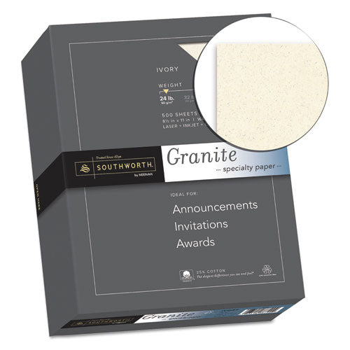 Southworth® wholesale. Granite Specialty Paper, 24 Lb, 8.5 X 11, Ivory, 500-ream. HSD Wholesale: Janitorial Supplies, Breakroom Supplies, Office Supplies.