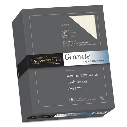 Southworth® wholesale. Granite Specialty Paper, 24 Lb, 8.5 X 11, Ivory, 500-ream. HSD Wholesale: Janitorial Supplies, Breakroom Supplies, Office Supplies.