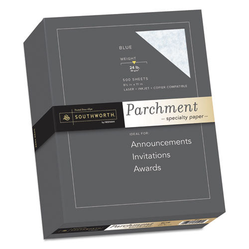 Southworth® wholesale. Parchment Specialty Paper, 24 Lb, 8.5 X 11, Blue, 500-ream. HSD Wholesale: Janitorial Supplies, Breakroom Supplies, Office Supplies.