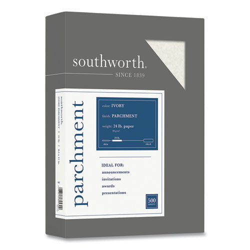 Southworth® wholesale. Parchment Specialty Paper, 24 Lb, 8.5 X 11, Ivory, 500-ream. HSD Wholesale: Janitorial Supplies, Breakroom Supplies, Office Supplies.