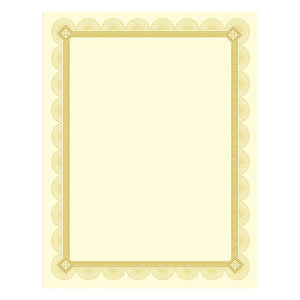 Southworth® wholesale. Premium Certificates, Ivory, Spiro Gold Foil Border, 66 Lb,  8.5 X 11, 15-pack. HSD Wholesale: Janitorial Supplies, Breakroom Supplies, Office Supplies.