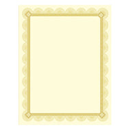 Southworth® wholesale. Premium Certificates, Ivory, Spiro Gold Foil Border, 66 Lb,  8.5 X 11, 15-pack. HSD Wholesale: Janitorial Supplies, Breakroom Supplies, Office Supplies.