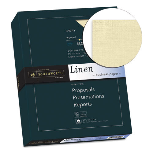 Southworth® wholesale. 25% Cotton Linen Business Paper, 32 Lb, 8.5 X 11, Ivory, 250-pack. HSD Wholesale: Janitorial Supplies, Breakroom Supplies, Office Supplies.