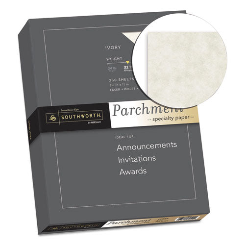 Southworth® wholesale. Parchment Specialty Paper, 32 Lb, 8.5 X 11, Ivory, 250-pack. HSD Wholesale: Janitorial Supplies, Breakroom Supplies, Office Supplies.