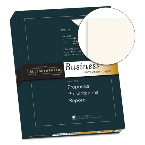 Southworth® wholesale. 100% Cotton Business Paper, 32 Lb, 8.5 X 11, Ivory, 250-pack. HSD Wholesale: Janitorial Supplies, Breakroom Supplies, Office Supplies.