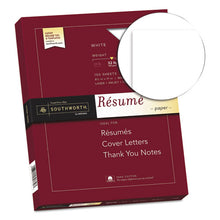 Load image into Gallery viewer, Southworth® wholesale. 100% Cotton Resume Paper, 95 Bright, 32 Lb, 8.5 X 11, White, 100-pack. HSD Wholesale: Janitorial Supplies, Breakroom Supplies, Office Supplies.