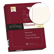 Load image into Gallery viewer, Southworth® wholesale. 100% Cotton Resume Paper, 32 Lb, 8.5 X 11, Ivory, 100-pack. HSD Wholesale: Janitorial Supplies, Breakroom Supplies, Office Supplies.