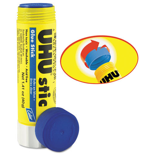 UHU® wholesale. Stic Permanent Glue Stick, 1.41 Oz, Applies Blue, Dries Clear. HSD Wholesale: Janitorial Supplies, Breakroom Supplies, Office Supplies.