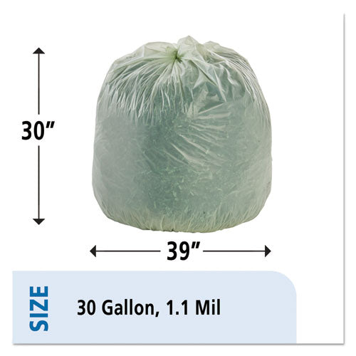 Stout® by Envision™ wholesale. Ecosafe-6400 Bags, 30 Gal, 1.1 Mil, 30" X 39", Green, 48-box. HSD Wholesale: Janitorial Supplies, Breakroom Supplies, Office Supplies.